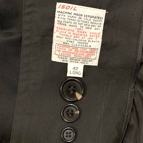 Towne by London Fog Long Black Trench Coat - Picture 6 of 10